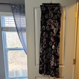 Floral Maxi Skirt in Black and Brown